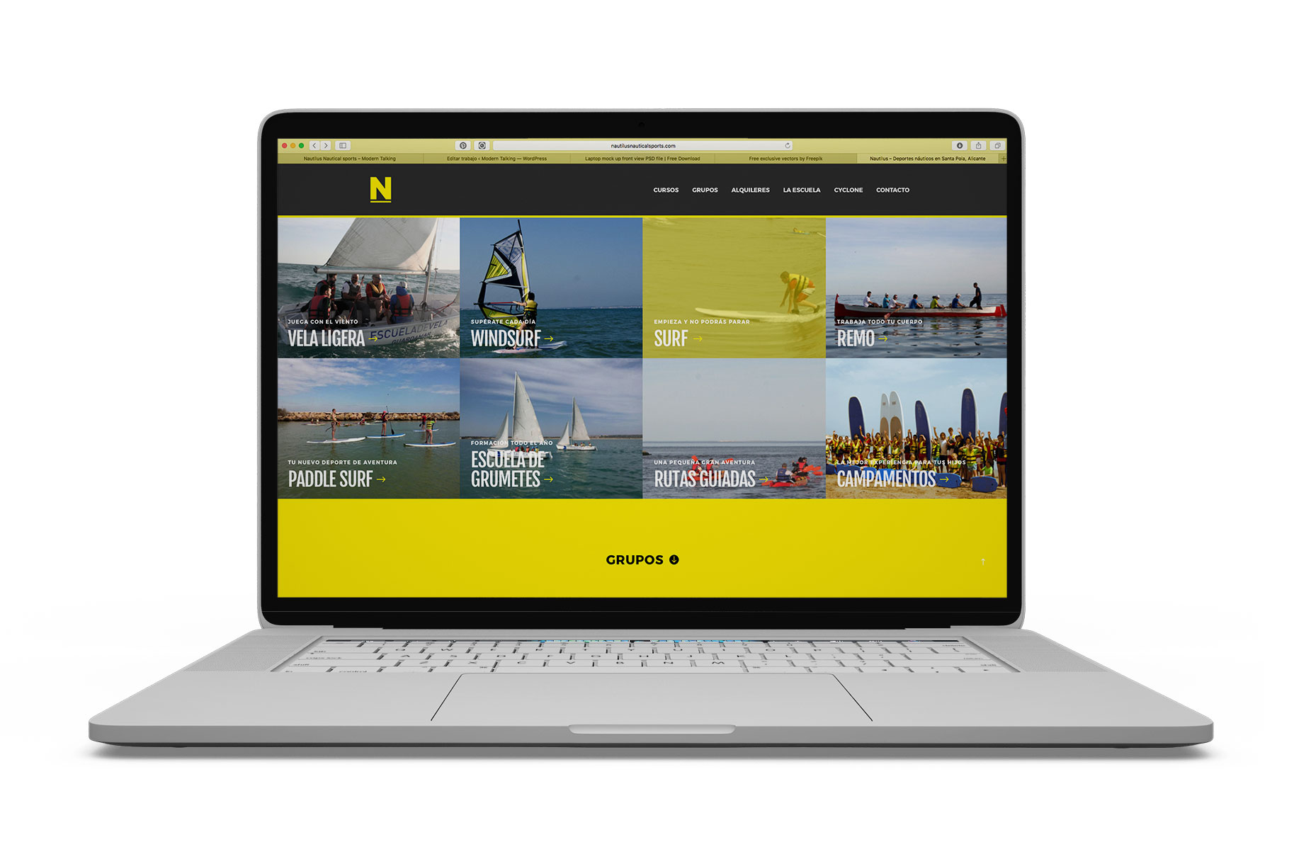 Diseno web para la marca nautica Nautilus Nautical Sports con sus versiones responsive para todos los dispositivos